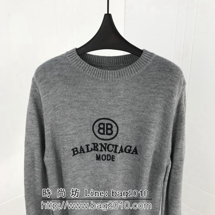 Balenciaga巴黎世家 18ss秋冬 雙B刺繡字母針織毛衣 深藍色/灰色兩色入 情侶款 ydi2001